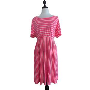 Good Day Pink & White Striped Short Sleeve Dress Size 3XL